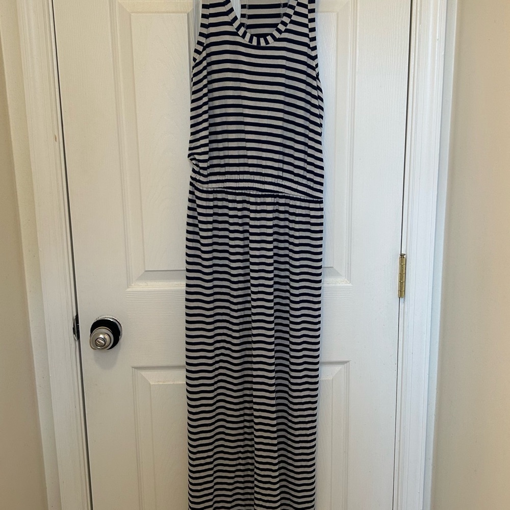 J CREW Striped Navy Blue & White Maxi Dress. XS.